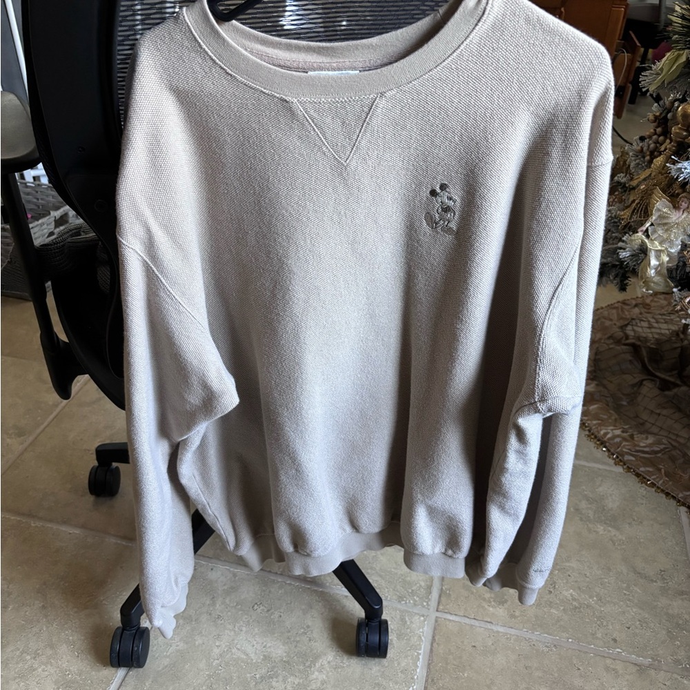 Disney Men's Cream Crewneck Sweater